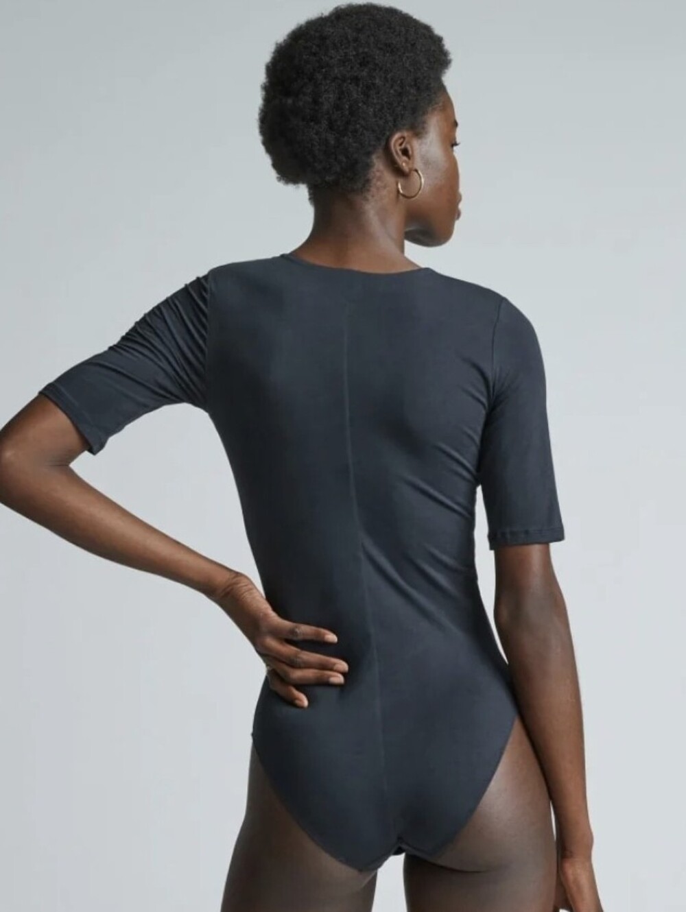 Everlane Supima Cotton Short Sleeve Bodysuit Black Large Clean Girl Minimalist - Picture 10 of 16